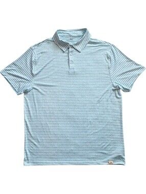Rorie Whelan XL Blue White Striped Polo Golf Shirt Performance Wear Extra Large